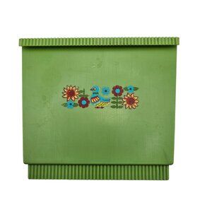 Vintage 60s/70s Avocado Green Plastic Bird & Flower Napkin Holder